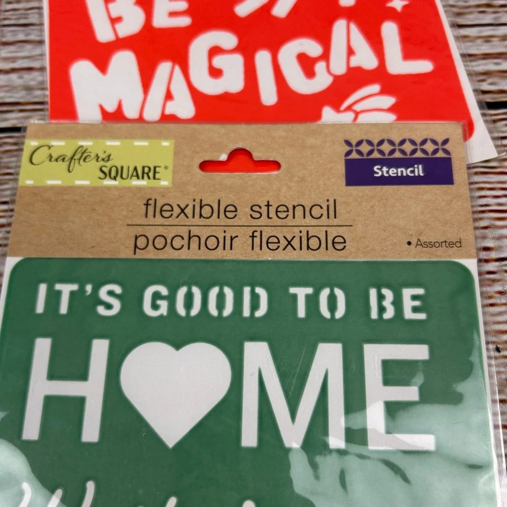 Crafter's Square Flexible Stencils 4-Pack‎ Coffee Unicorn Happy Home 6x5.5